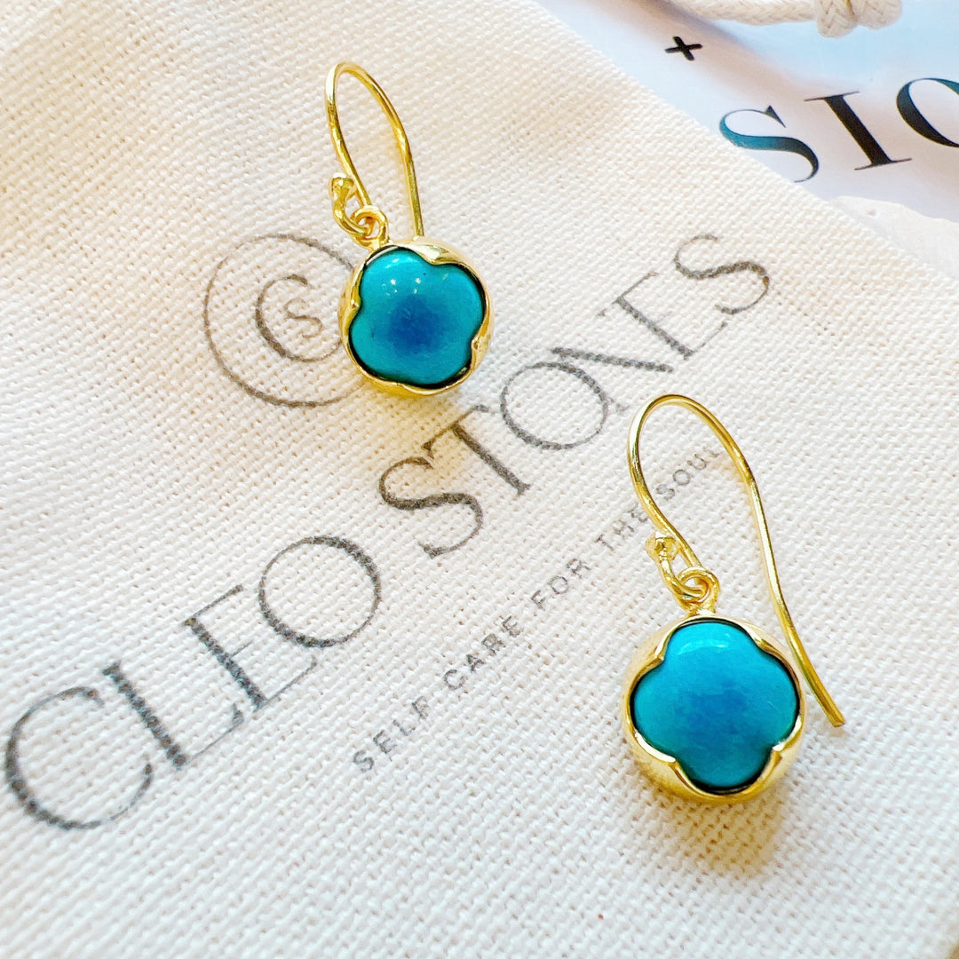 Turquoise Dangle
Earring 925 Silver Gold Plated