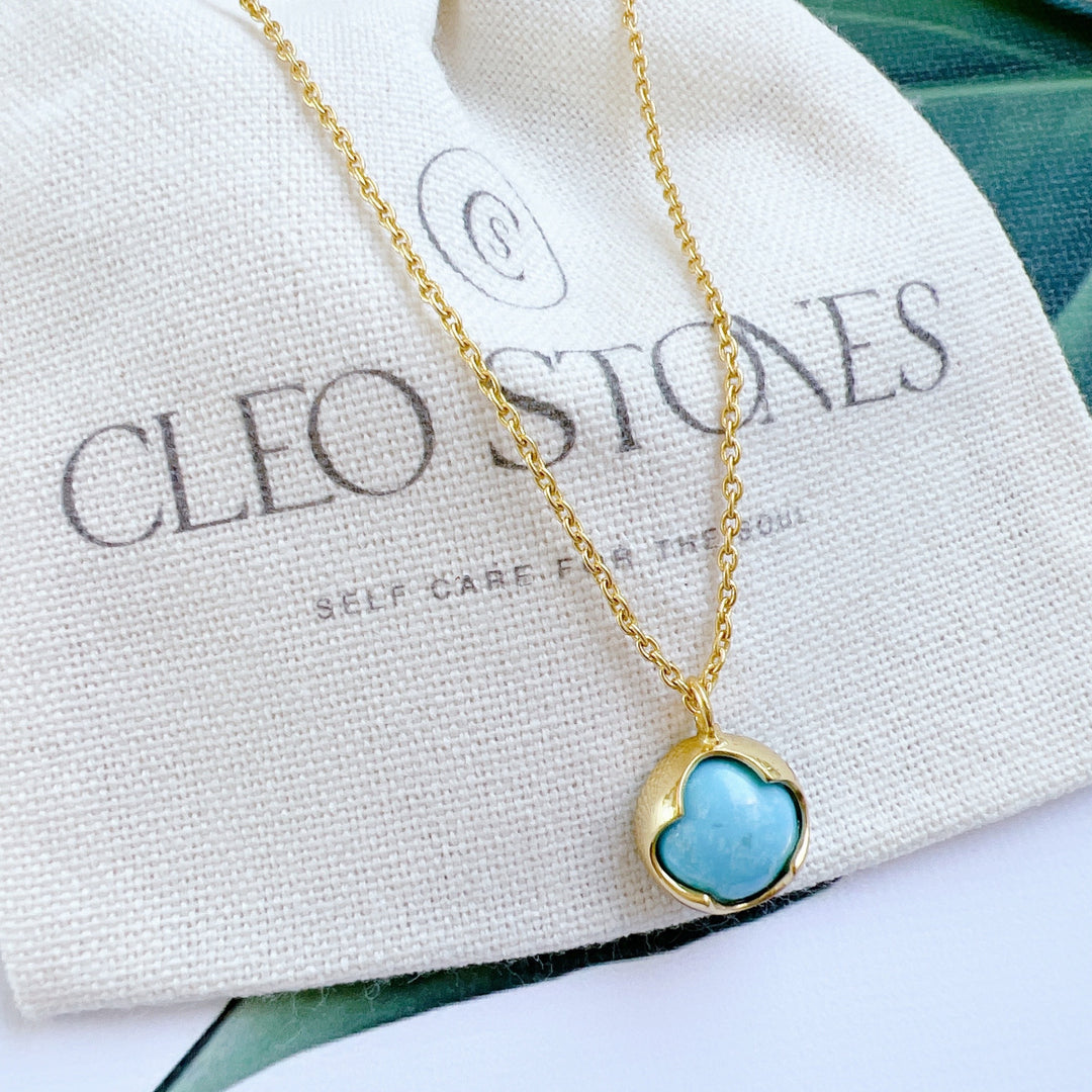 TURQUOISE PENDANT ON 18K GOLD-PLATED SILVER CHAIN