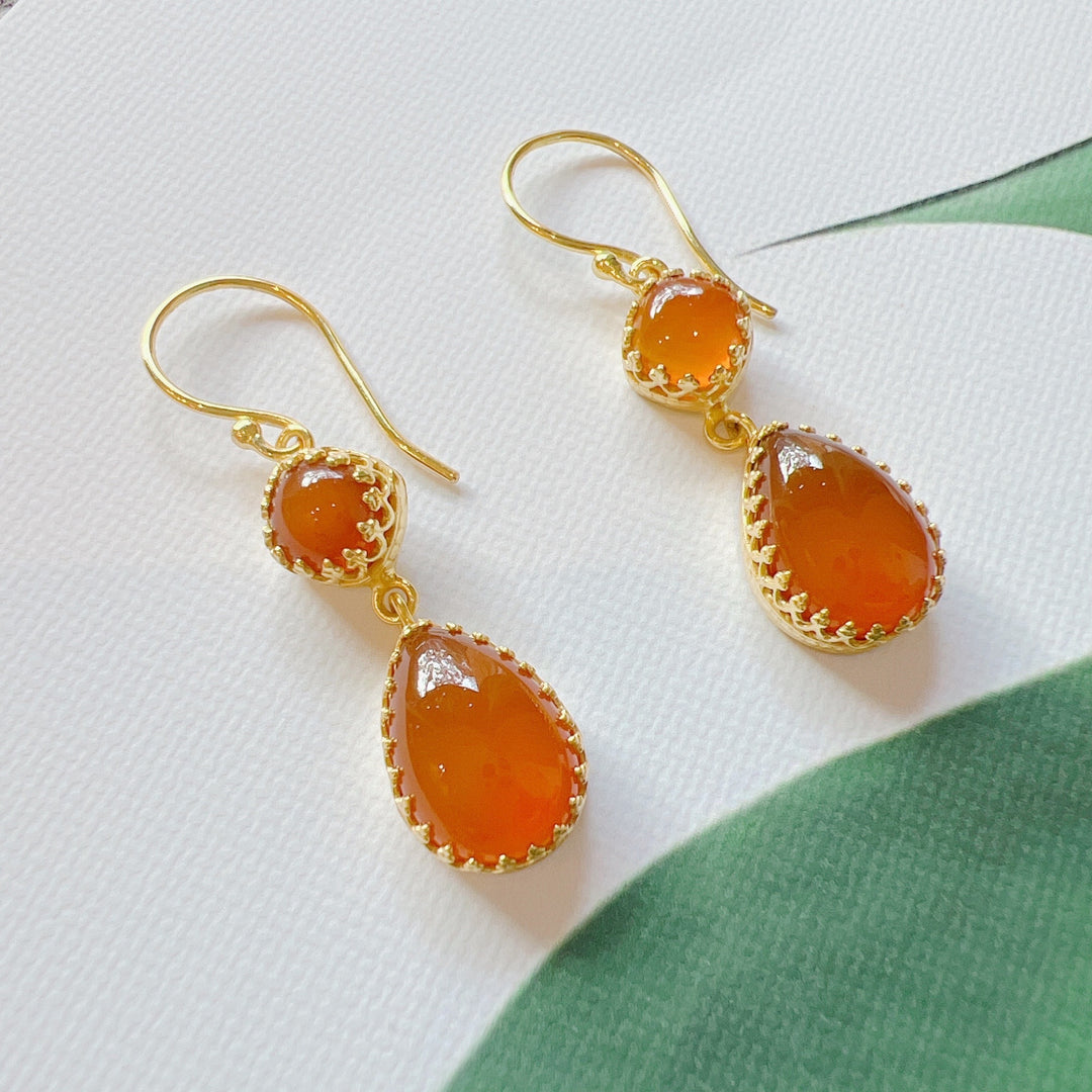 Carnelian 18k Gold Plated
Earrings 925 Silver