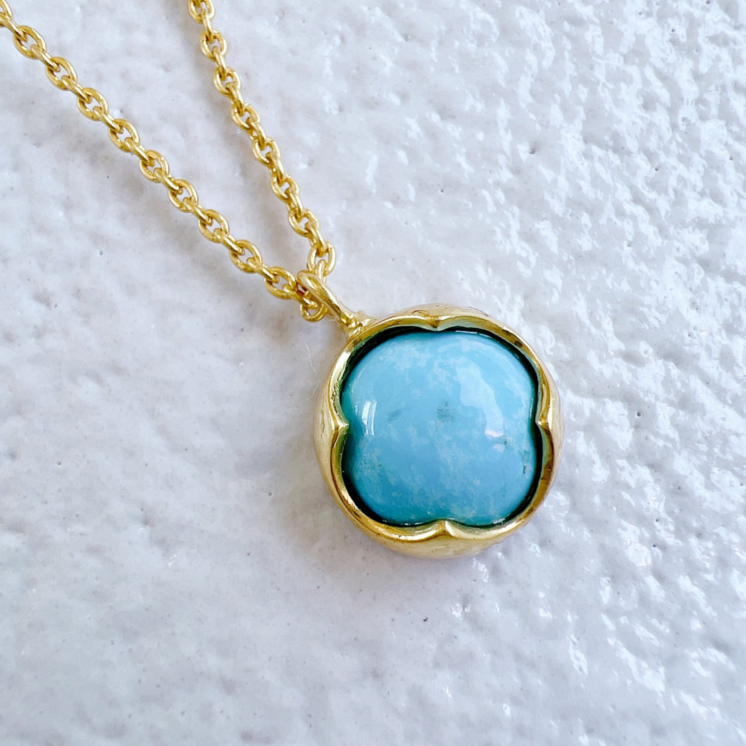 TURQUOISE PENDANT ON 18K GOLD-PLATED SILVER CHAIN