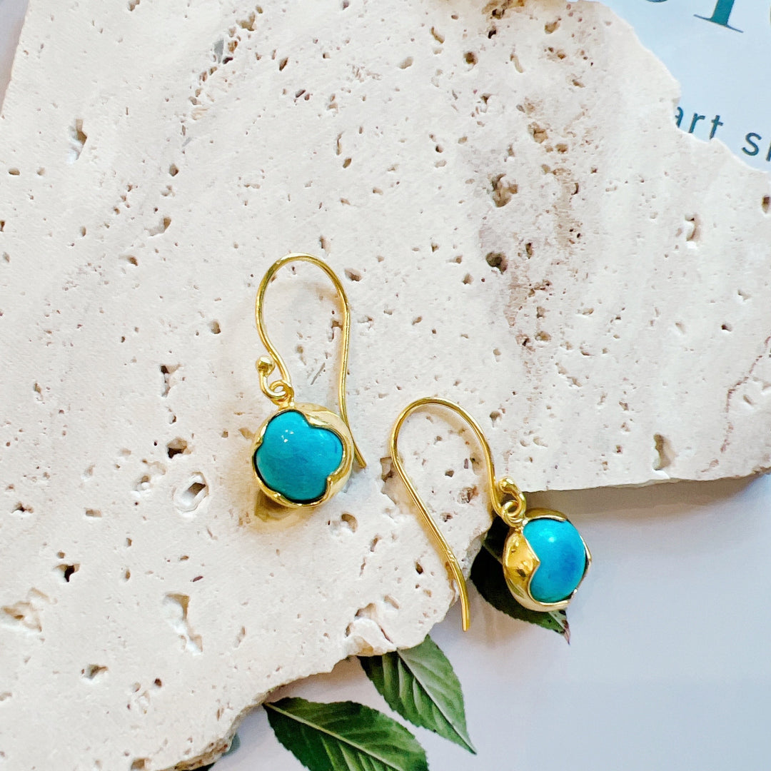 Turquoise Dangle
Earring 925 Silver Gold Plated