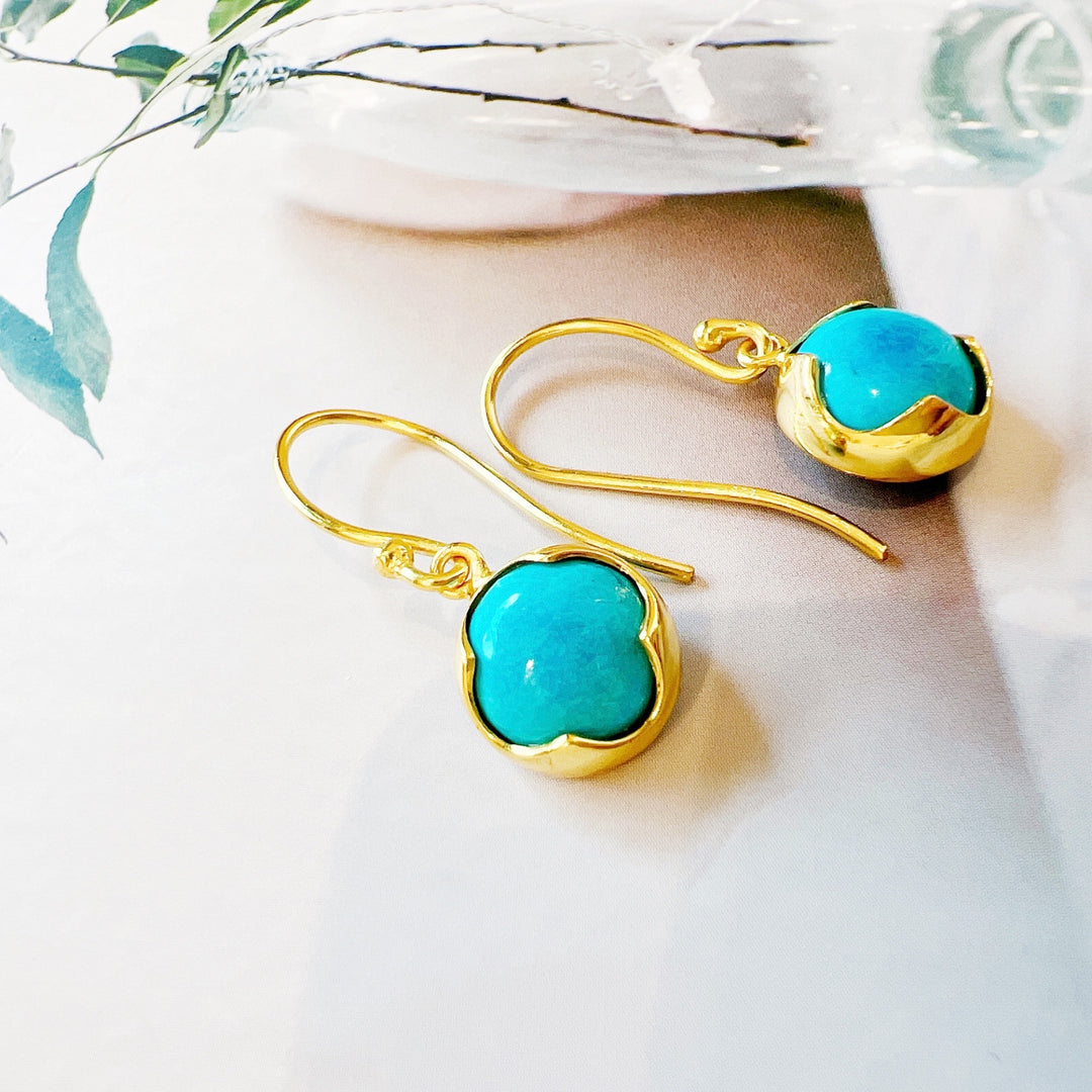 Turquoise Dangle
Earring 925 Silver Gold Plated