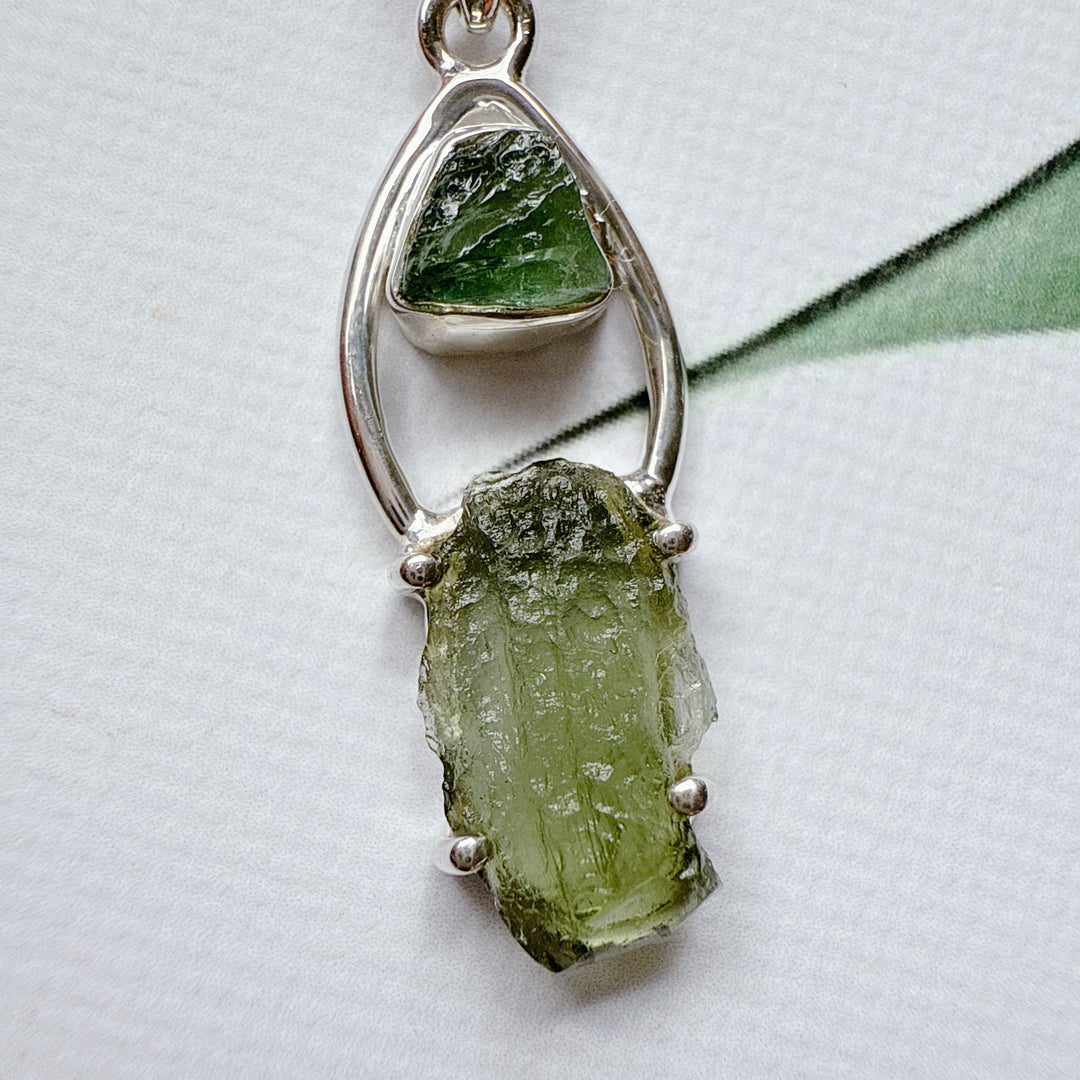 MOLDAVITE & GREEN TOURMALINE PENDANT