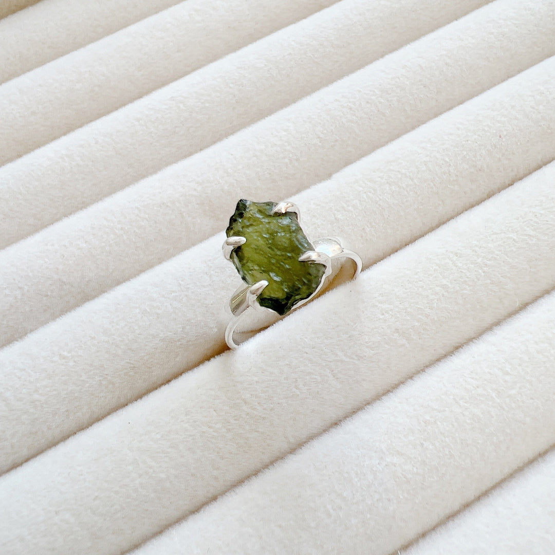 Moldavite Silver Ring