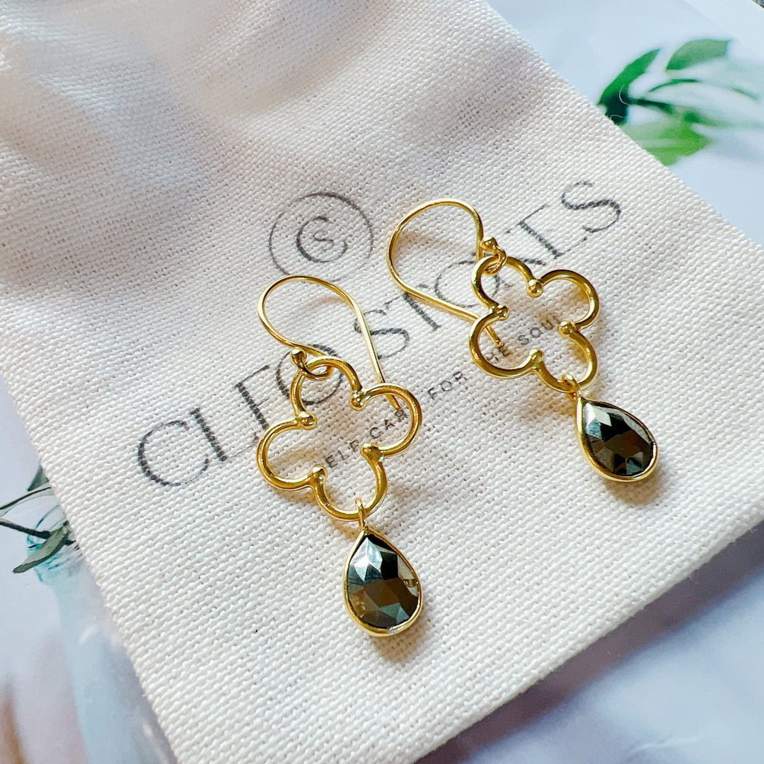 Pyrite 18K Gold Plated 925 Silver Earrings