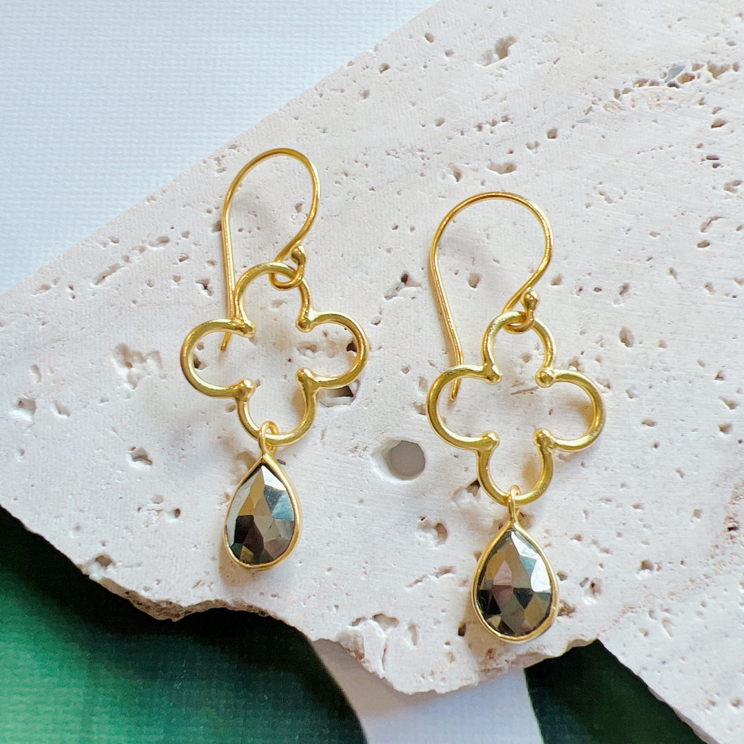 Pyrite 18K Gold Plated 925 Silver Earrings