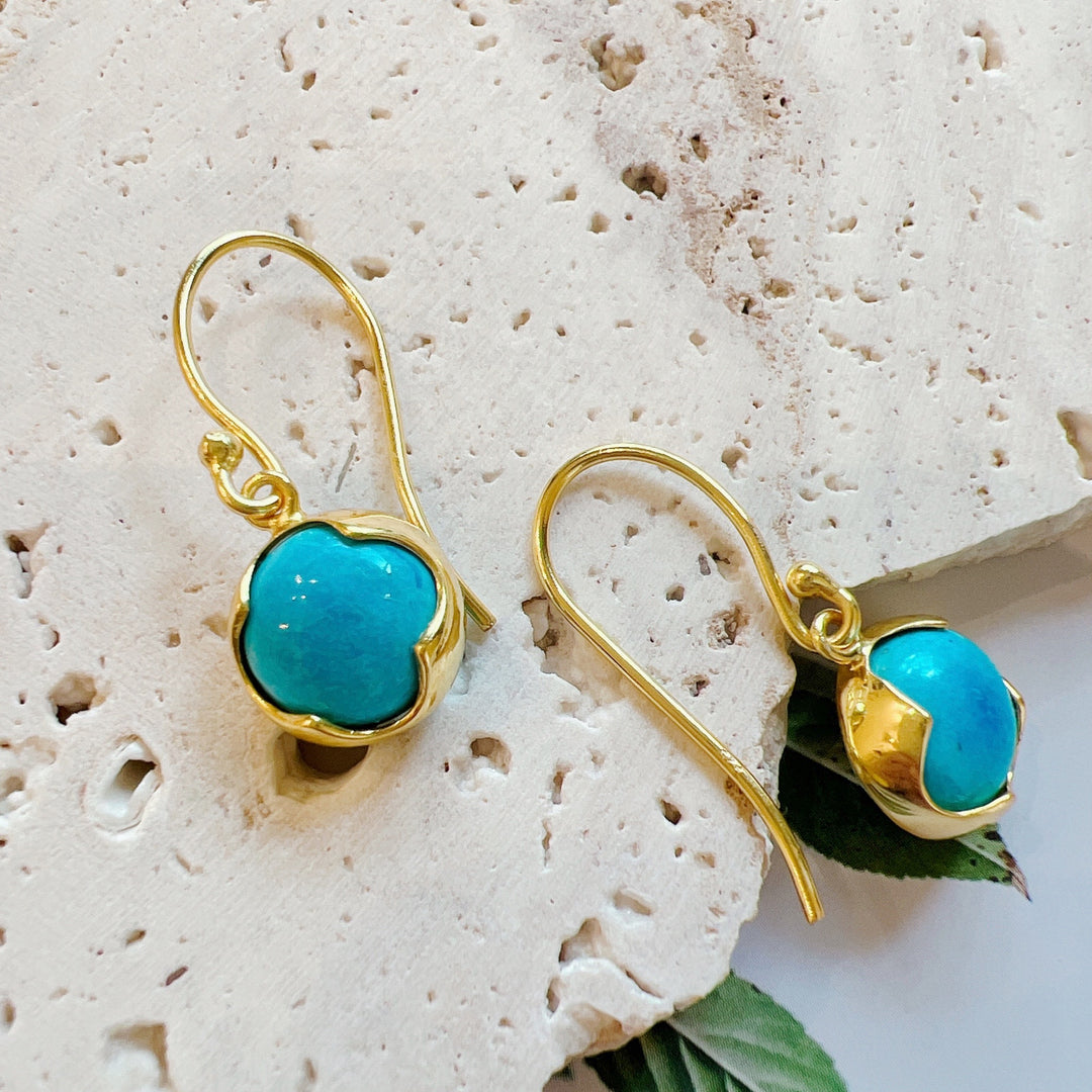 Turquoise Dangle
Earring 925 Silver Gold Plated