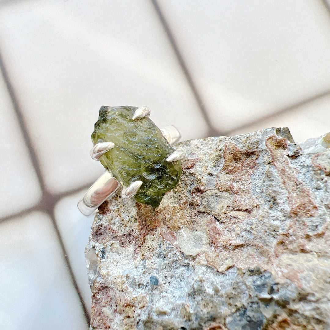 Moldavite Silver Ring