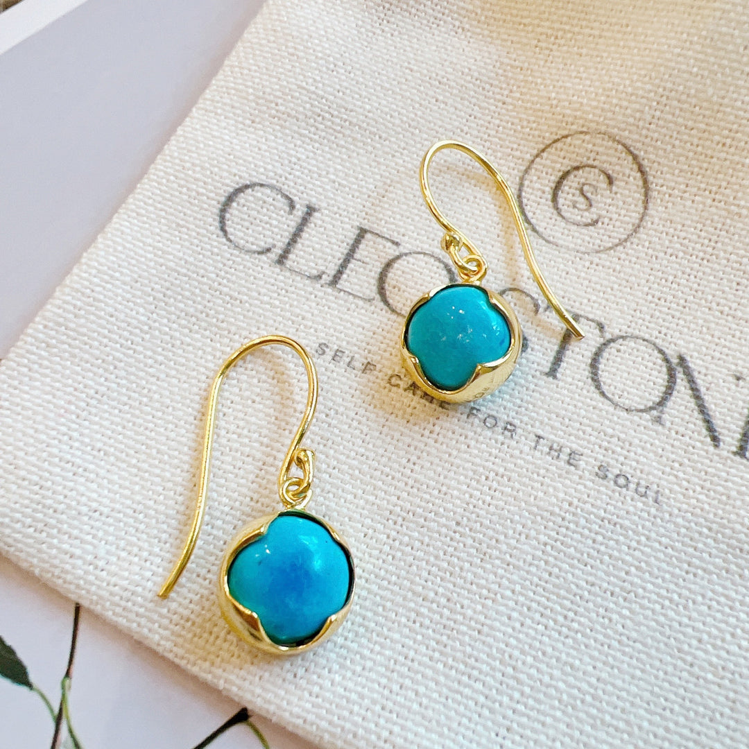 Turquoise Dangle
Earring 925 Silver Gold Plated