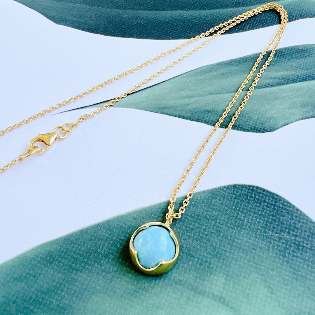 TURQUOISE PENDANT ON 18K GOLD-PLATED SILVER CHAIN