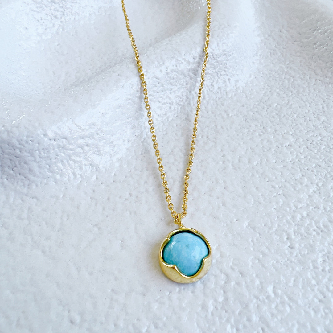 TURQUOISE PENDANT ON 18K GOLD-PLATED SILVER CHAIN