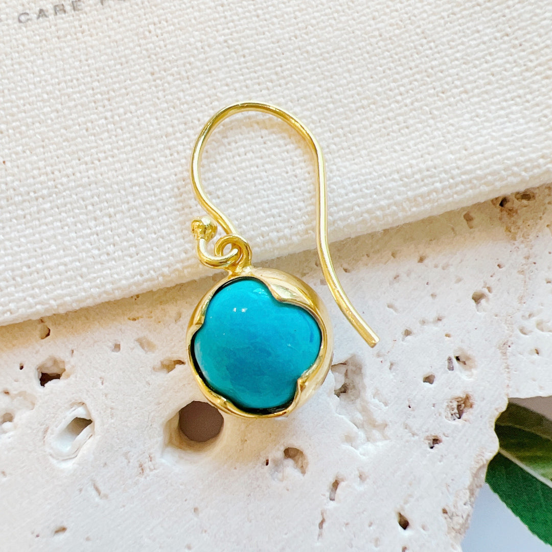 Turquoise Dangle
Earring 925 Silver Gold Plated