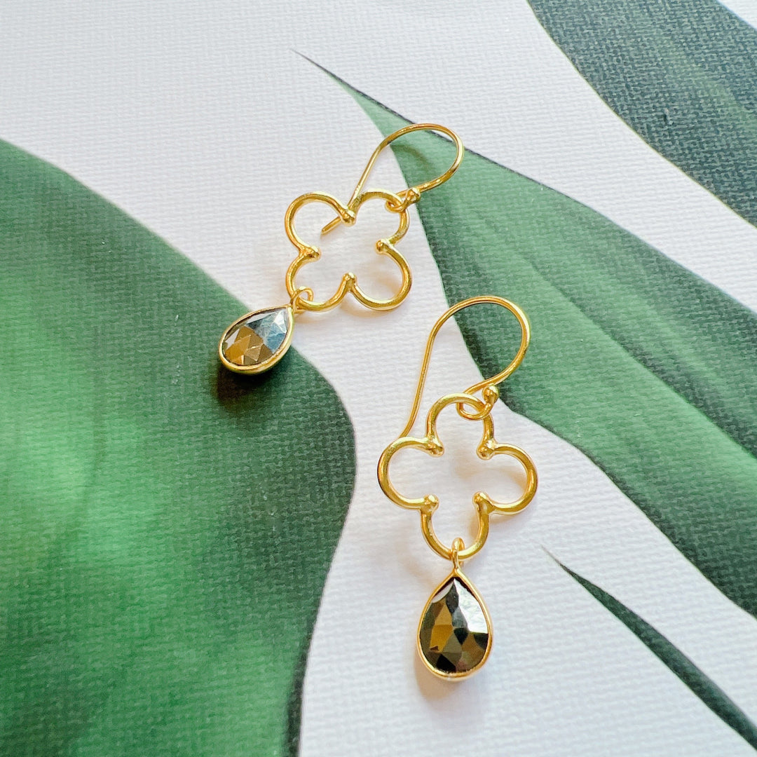 Pyrite 18K Gold Plated 925 Silver Earrings