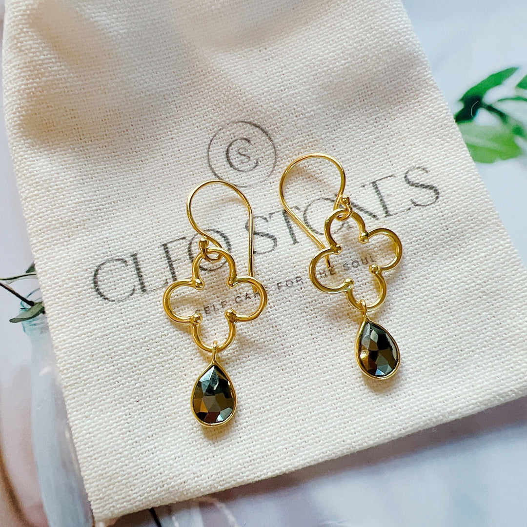 Pyrite 18K Gold Plated 925 Silver Earrings