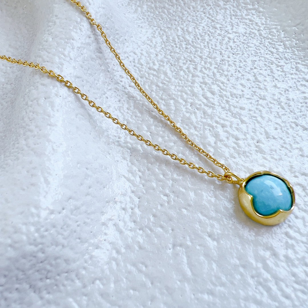 TURQUOISE PENDANT ON 18K GOLD-PLATED SILVER CHAIN