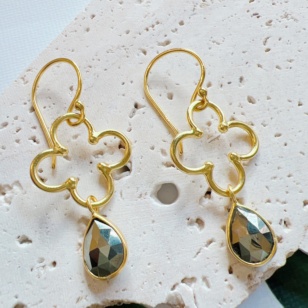 Pyrite 18K Gold Plated 925 Silver Earrings