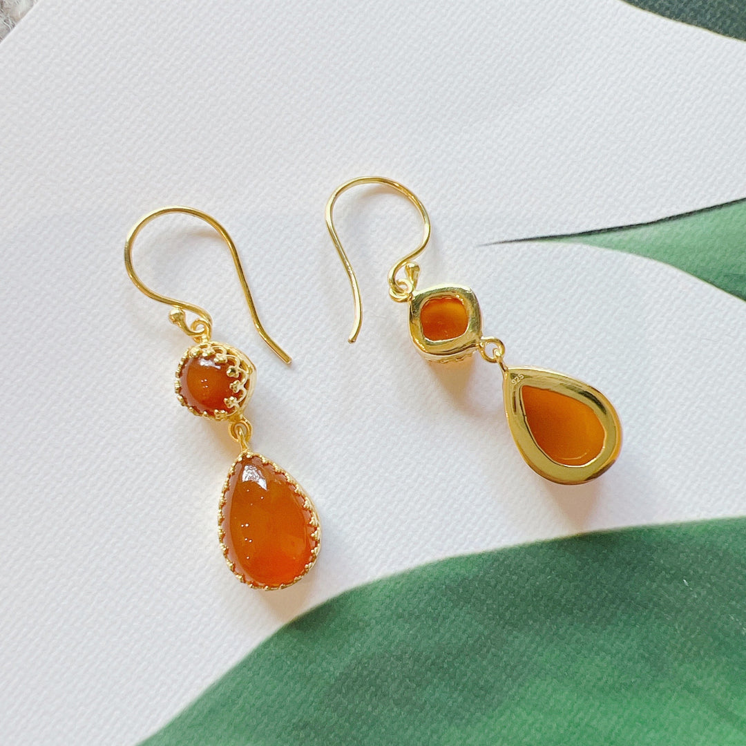 Carnelian 18k Gold Plated
Earrings 925 Silver