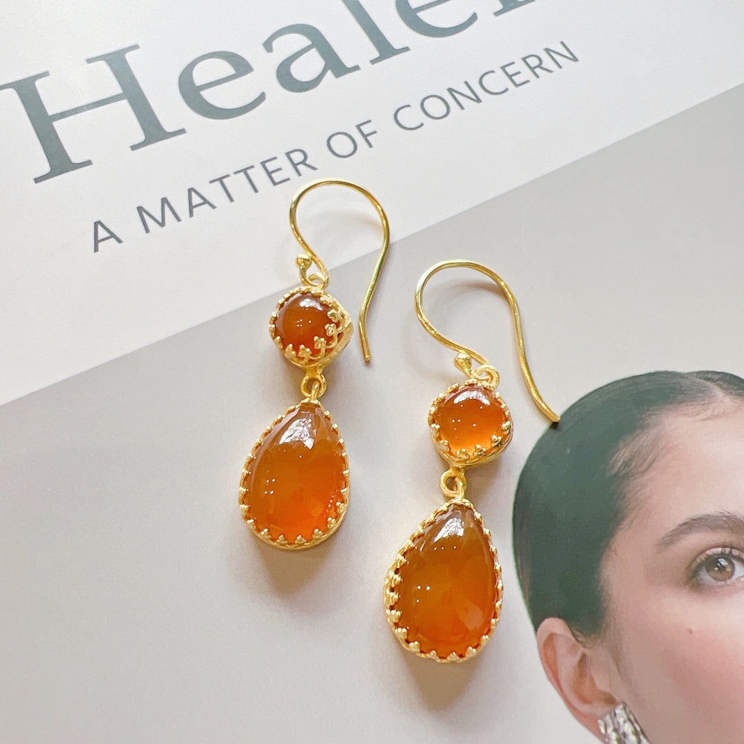 Carnelian 18k Gold Plated
Earrings 925 Silver