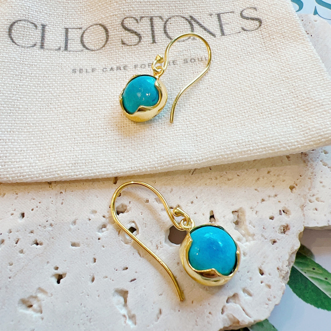 Turquoise Dangle
Earring 925 Silver Gold Plated