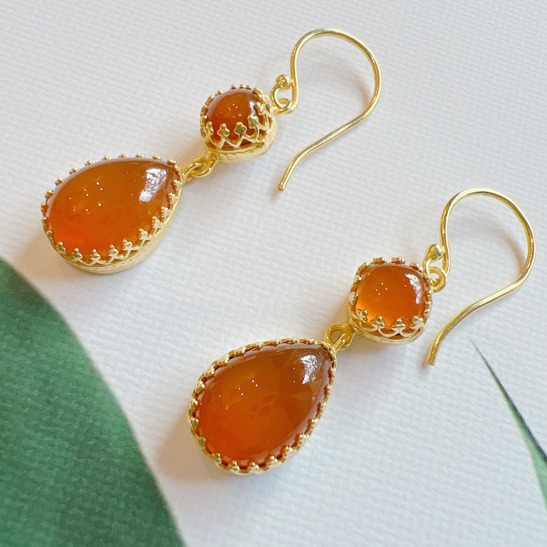 Carnelian 18k Gold Plated
Earrings 925 Silver