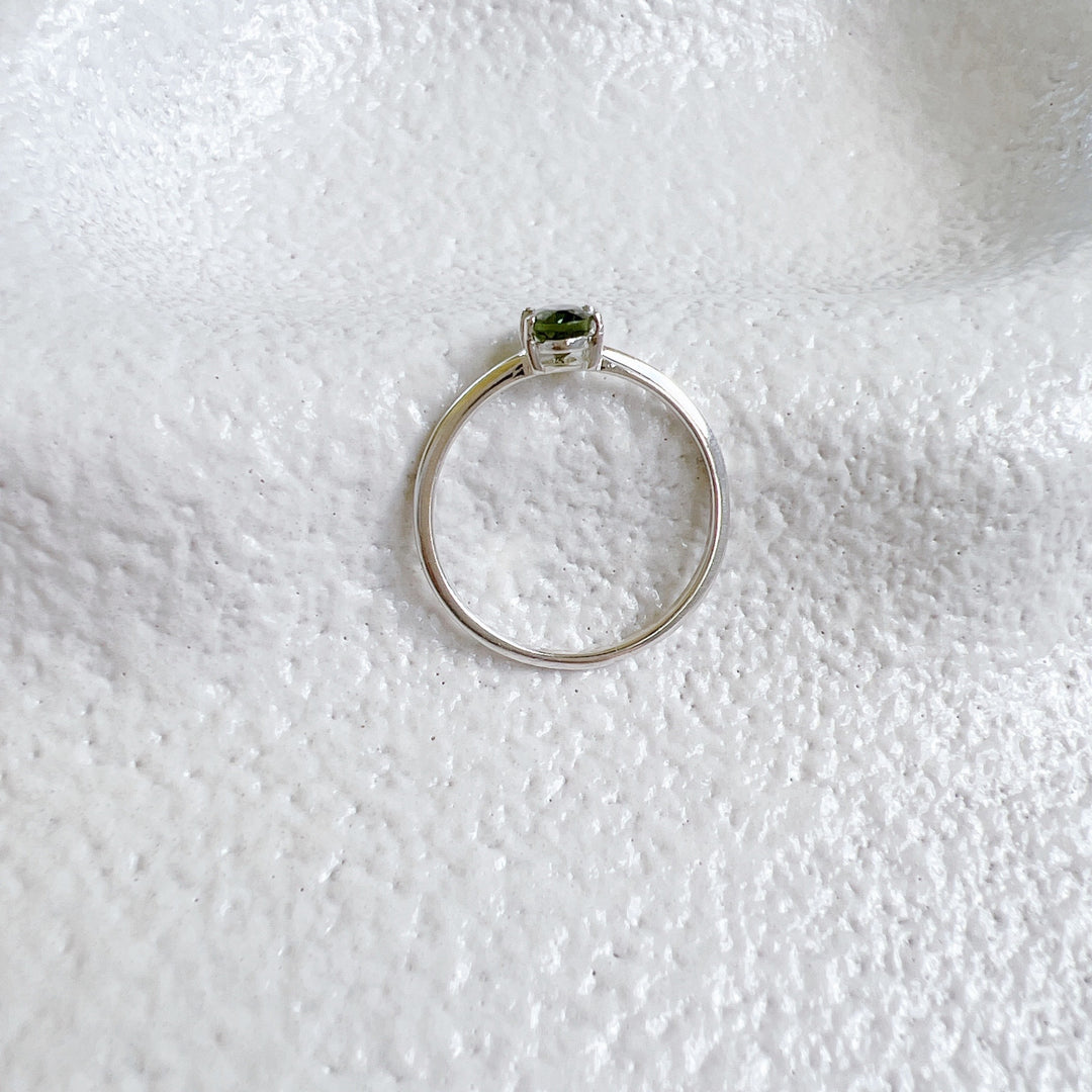 MOLDAVITE RING FACETED