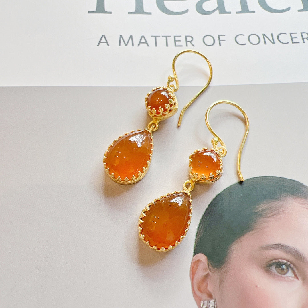 Carnelian 18k Gold Plated
Earrings 925 Silver