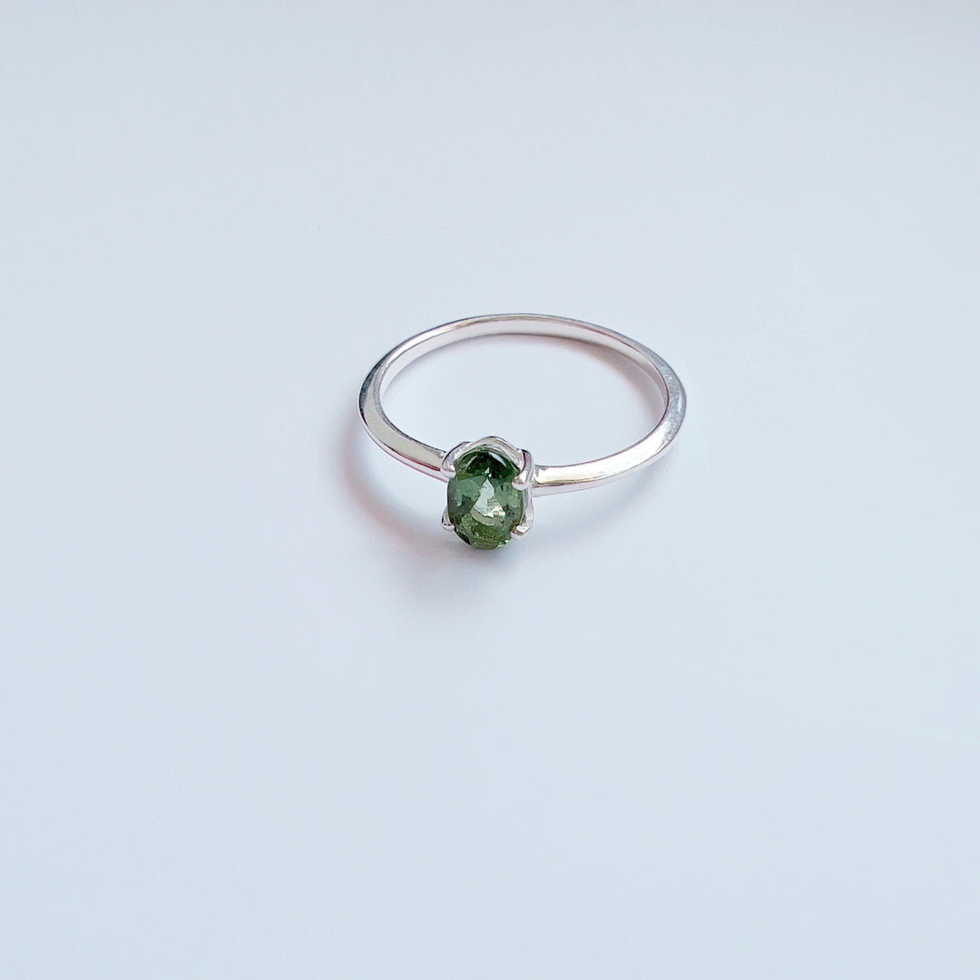 Moldavite Ring Faceted